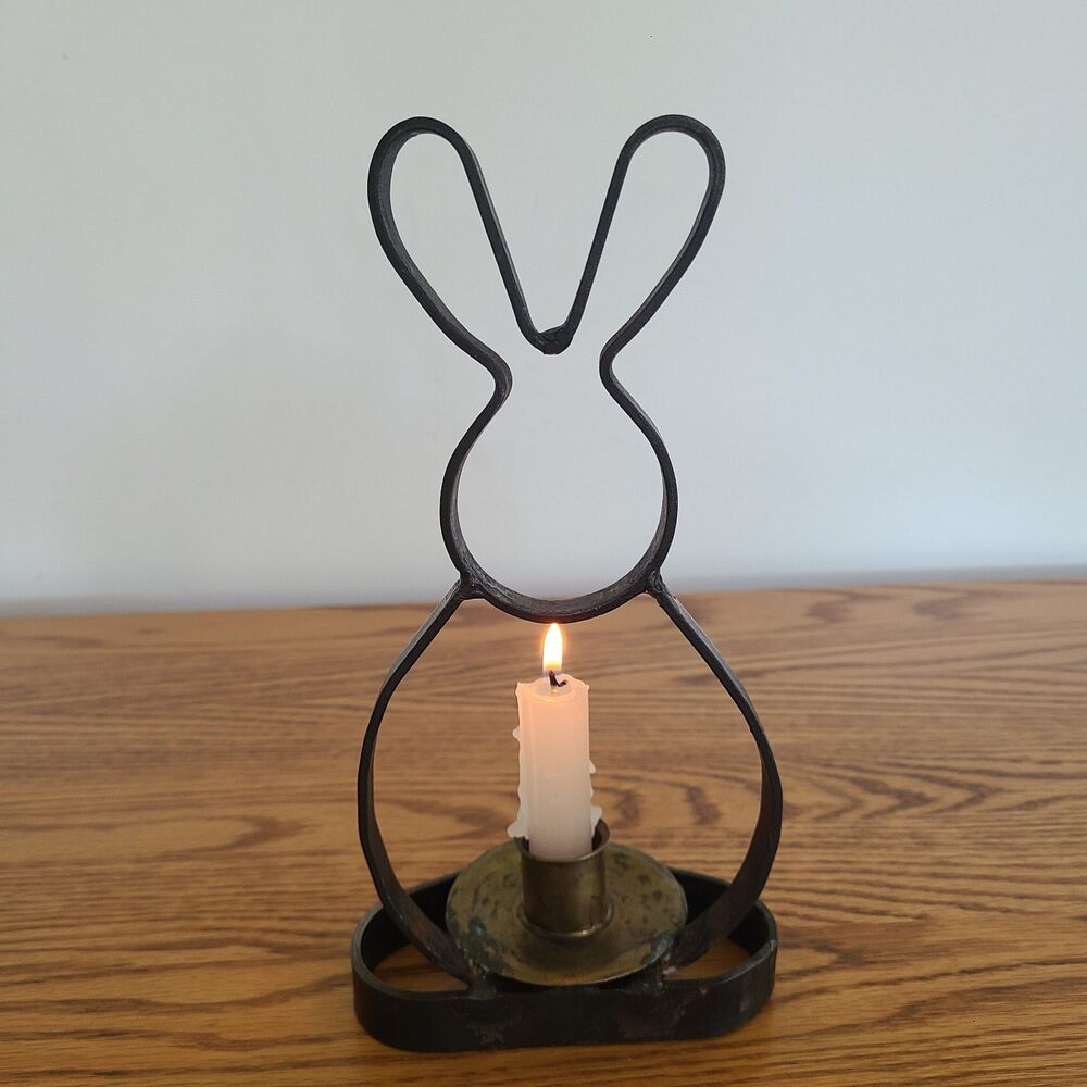 Wrought Iron Easter Bunny Candle Holder - Vintage Minimalist Spring Boho Decor